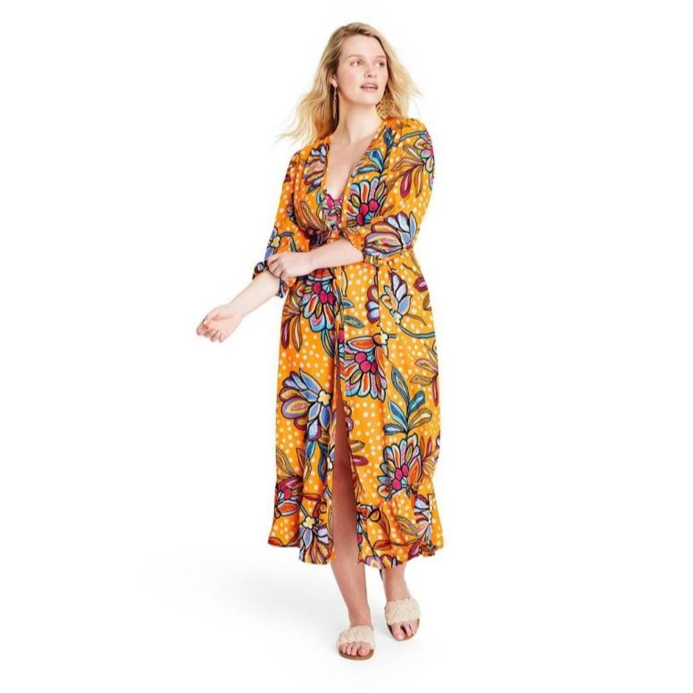 NWT Size XS Tabitha Brown Floral/Polka Dot Print Cover Up